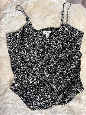 Nine West Black and White Leopard Print Spaghetti Strap Cami